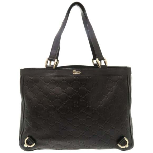 Gucci Handbags - GUCCI Authentic Black Leather Tote Bag